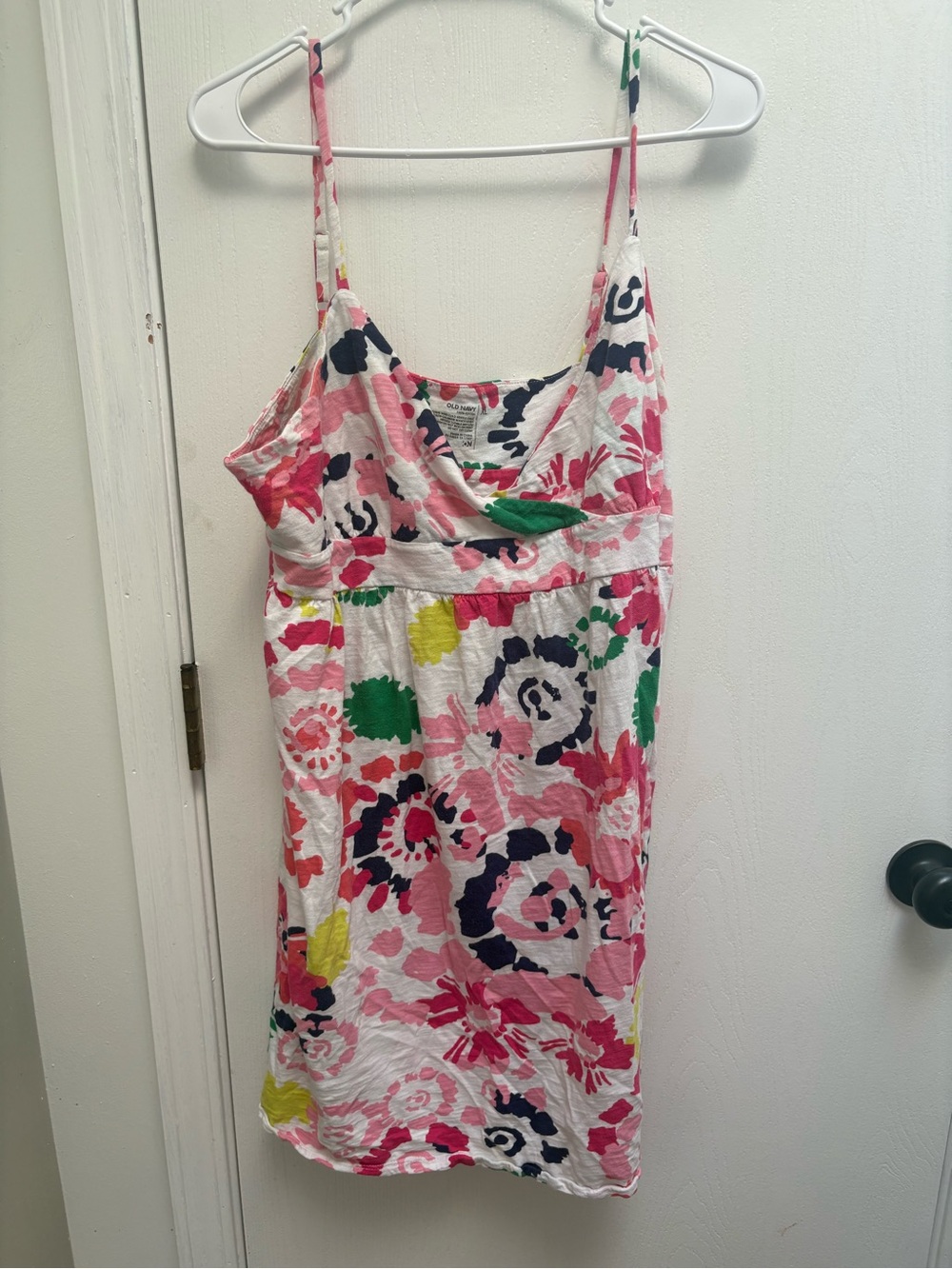 Old Navy Floral Spaghetti-Strap Mini Dress in Pink, Green, Yellow, Navy